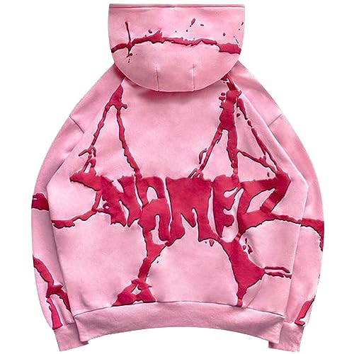 Soosuihoo Pink Spider Full Zip Hoodie Y2k Rhinestone Skull Streetwear Skeleton Hoodies Goth Grunge Oversized Jacket (L, Pink)