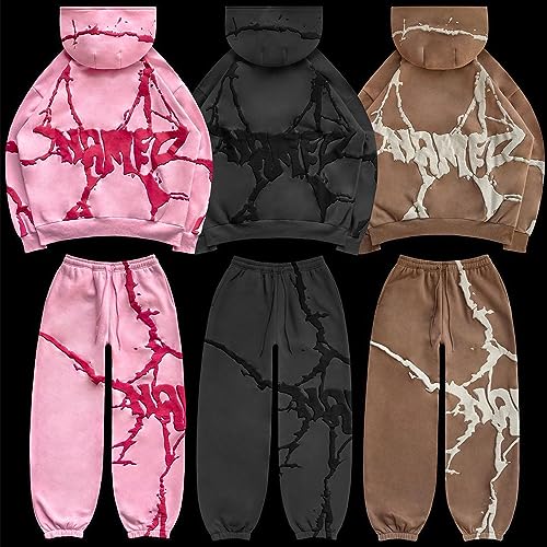 Soosuihoo Pink Spider Full Zip Hoodie Y2k Rhinestone Skull Streetwear Skeleton Hoodies Goth Grunge Oversized Jacket (L, Pink)