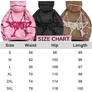 Soosuihoo Pink Spider Full Zip Hoodie Y2k Rhinestone Skull Streetwear Skeleton Hoodies Goth Grunge Oversized Jacket (L, Pink)