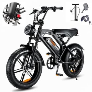 tamobyke v20 electric bike 20 * 4.0 black fat tire, 750w motor /27-28mph top speed ebike/removable 48v 15ah lithium battery, dual hydraulic brake,steering light ebike for adults.