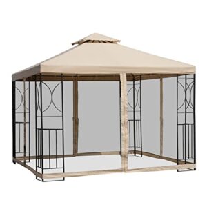 ruize 10×10 ft hardtop gazebo galvanized steel canopy with netting and shaded curtains aluminum frame polycarbonate hardtop gazebo for backyard, patio, garden