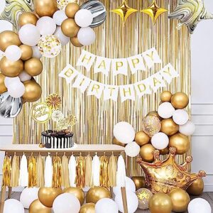 Glitter Champagne Gold Dots + 2 Packs of Foil Fringe Backdrop