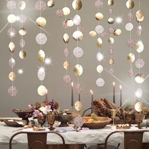 Glitter Champagne Gold Dots + 2 Packs of Foil Fringe Backdrop