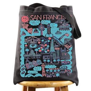 bwwktop san francisco canvas tote bag san francisco souvenirs gift san francisco shoulder bag san francisco grocery bag (san francisco sun bl)