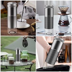 Coffee Grinder Electric Burr Portable: COTGCO Small Espresso Bean Mill with Conical Burr - Adjustable & Rechargeable Battery - Extra Fine to Extra Coarse (Silver-1)