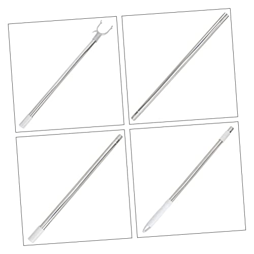 Cabilock 4pcs Clo Metal Fork Utility Cm Pole Balcony Hooks Tool Reaching Garment Ceiling Outdoor High Drying with Reach Rack Clothing Clothesline Steel Hanger Prop Pull Wardrobe Poles