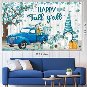 Harloon Fall Banner Decorations Autumn Pumpkin Backdrop Happy Fall Y'all Harvest Photo Background Leaves Thanksgiving Backdrop for Farmhouse Holiday Fall Party Supplies Decor 72.8 x 43.3 Inch