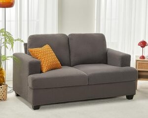 vanacc sofa, comfy sofa couch with extra deep seats, modern sofa- loveseat, couch for living room apartment lounge, grey bouclé