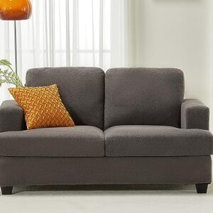 VanAcc Sofa, Comfy Sofa Couch with Extra Deep Seats, Modern Sofa- Loveseat, Couch for Living Room Apartment Lounge, Grey Bouclé