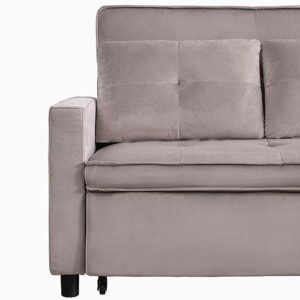 BALUS Loveseat Sofa, Convertible Sofa Bed with Side Pockets, 2 Seater Small Sleeper Sofa, Pull Out Couch for Living Room/Bedroom, Light Gray