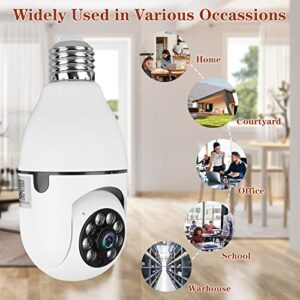 FOUAVRTEL WiFi Wireless Light Bulb Camera 1080P 360 Degree 2.4GHz Dome Smart Surveillance Camera Home Security Cameras with Human Motion Detection Night Vision and Alarm