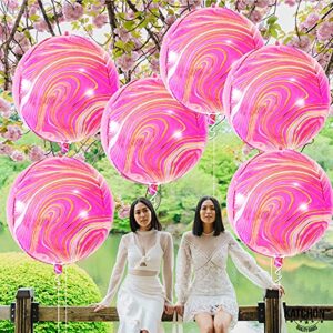 KatchOn, Pink Marble Balloons with Black and White Marble Balloons -22 Inch Pack of 12 | 360 Degree 4D Marble Balloons Black and White | Mylar Pink and Orange Balloons for Gender Reveal Decorations