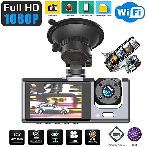 Bzdzmqm Dual Dash Cam Front and Rear Inside, 1080p Dash Camera for Cars, Driving Recorder Dashcam Car Camera with IR Night Vision, 24/7 Recording Loop Recording, G-Sensor,Parking Monitor, Black