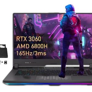 ASUS ROG Strix G15 Gaming Laptop, 15.6” WQHD 165Hz 3ms Display, AMD Ryzen 7 6800H, 64GB DDR5 RAM, 4TB PCIe SSD, RGB KB, GeForce RTX 3060, VR-Ready, Wi-Fi 6E, Win 11 Pro, Gray, Hotface DVD-RW USB Hub