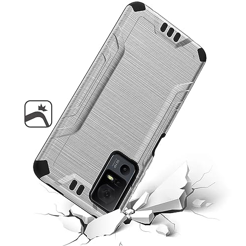 HRWireless Compatible for TCL 40 XL Case (XL Version Only) Strong Tough Brushed Metallic Design [Shockproof] Hybrid Cover for [Ultimate] Protection Against Falls