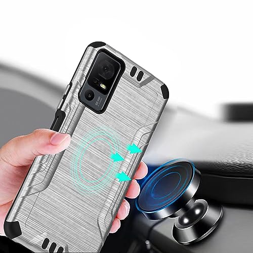 HRWireless Compatible for TCL 40 XL Case (XL Version Only) Strong Tough Brushed Metallic Design [Shockproof] Hybrid Cover for [Ultimate] Protection Against Falls