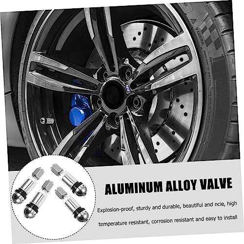 Milisten 4 Pcs Valve Wheels for Car Tire Pressure Caps Bolt in Valve Stem BMX Wheels Aluminum Alloy Silver Aluminum Stem Tire Air Automobile Tire Stems Gas Nozzle Circulation Valve