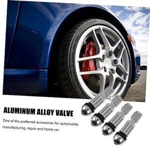 Milisten 4 Pcs Valve Wheels for Car Tire Pressure Caps Bolt in Valve Stem BMX Wheels Aluminum Alloy Silver Aluminum Stem Tire Air Automobile Tire Stems Gas Nozzle Circulation Valve