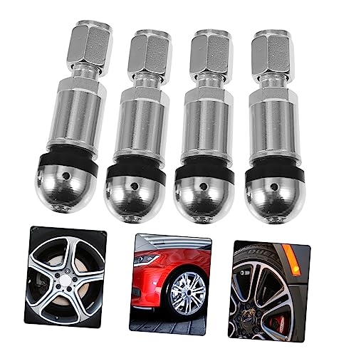 Milisten 4 Pcs Valve Wheels for Car Tire Pressure Caps Bolt in Valve Stem BMX Wheels Aluminum Alloy Silver Aluminum Stem Tire Air Automobile Tire Stems Gas Nozzle Circulation Valve