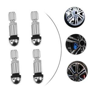 Milisten 4 Pcs Valve Wheels for Car Tire Pressure Caps Bolt in Valve Stem BMX Wheels Aluminum Alloy Silver Aluminum Stem Tire Air Automobile Tire Stems Gas Nozzle Circulation Valve