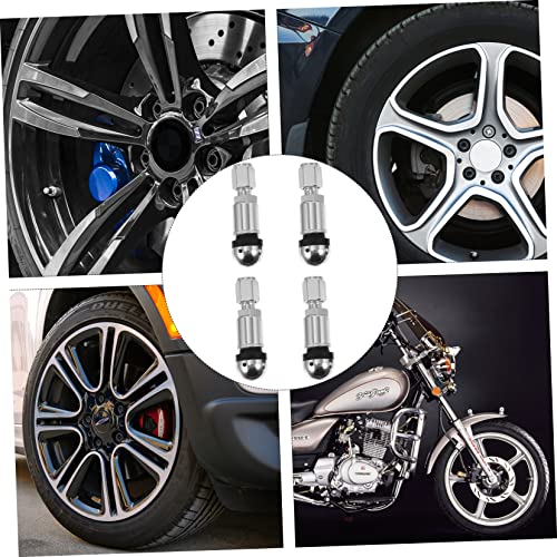 Milisten 4 Pcs Valve Wheels for Car Tire Pressure Caps Bolt in Valve Stem BMX Wheels Aluminum Alloy Silver Aluminum Stem Tire Air Automobile Tire Stems Gas Nozzle Circulation Valve