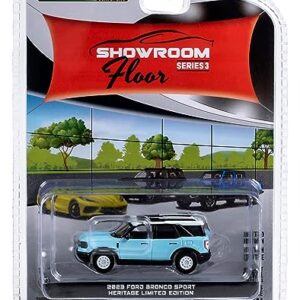 Greenlight 1:64 Showroom Floor Series 3-2023 Bronco Sport Heritage Limited Edition - Robin’s Egg Blue with Oxford White Roof 68030-E [Shipping from Canada]