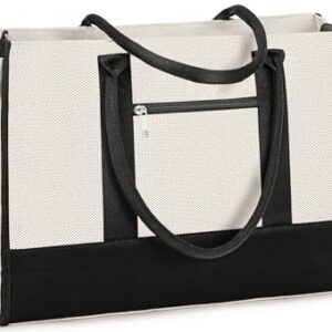 LOIDOU Laptop Tote Bag for Women 15.6 inch Canvsa Work Tote Bag Computer Bag Large Capacity Teacher Handbag Shoulder Bag