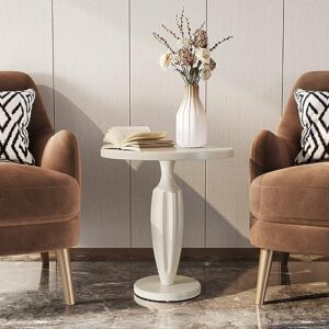 tribesigns modern pedestal side table, small round off-white end table, wood sofa side table, ivory white accent table for living room, every corner, small nightstand for bedroom