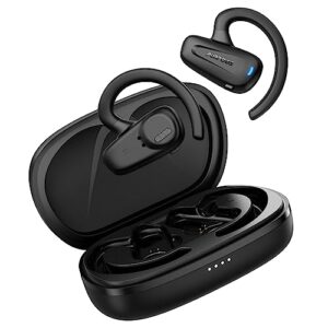msthoo open ear headphones with mic, wireless bluetooth 5.3 earbuds reducing hearing loss, wireless charging, ipx7 waterproof, 45h playtime sports ear buds for running, cycling, workout with earhooks