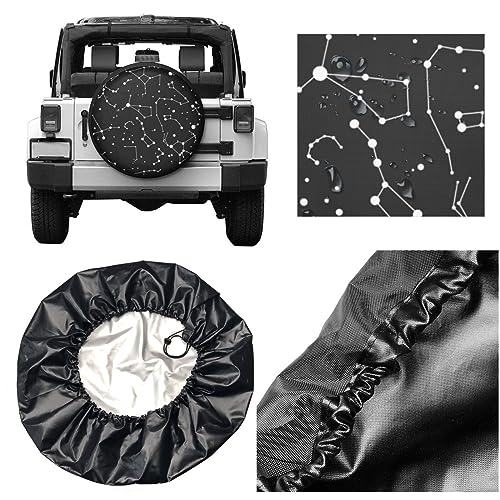 Starry Divination Constellation Spare Tire Cover,Universal Tire Covers for Trailers,RV,Truck, SUV, Camper,Waterproof Wheel Protector,14 15 16 17 Inch Wheel