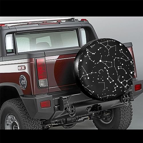 Starry Divination Constellation Spare Tire Cover,Universal Tire Covers for Trailers,RV,Truck, SUV, Camper,Waterproof Wheel Protector,14 15 16 17 Inch Wheel