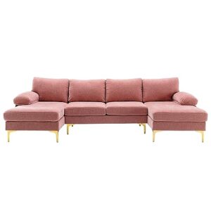luoyisimall u-shaped combination sofa set, convertible modular sleeper sofa bed, 800 pounds capacity, suitable for villa, large living room, apartment, theater seat furniture set (pink)