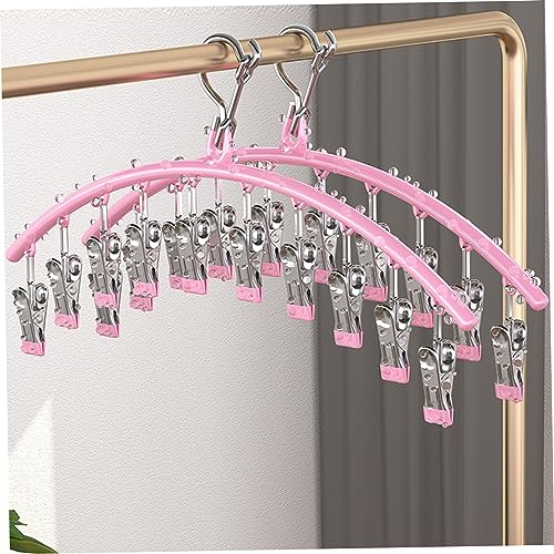 Drying Drip Hanger, 2Pcs Space Saving Sock Hangers Stainless Steel Sock Dryer Laundry Drying Rack Clothes Hanger Anti-skidding Legging Hangers Durable Sock Peg Hanger for Underwear Socks Pink