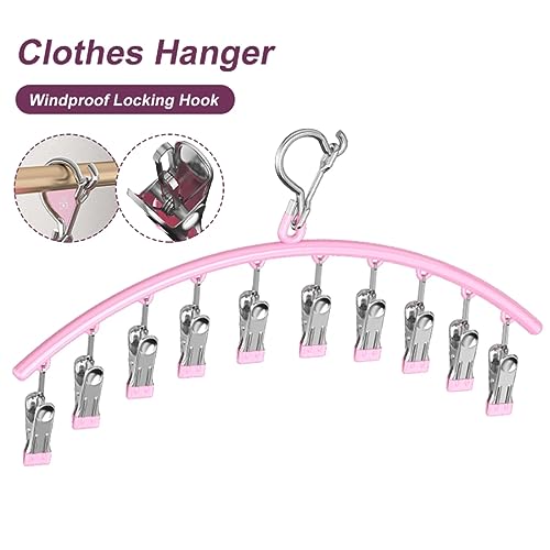 Drying Drip Hanger, 2Pcs Space Saving Sock Hangers Stainless Steel Sock Dryer Laundry Drying Rack Clothes Hanger Anti-skidding Legging Hangers Durable Sock Peg Hanger for Underwear Socks Pink