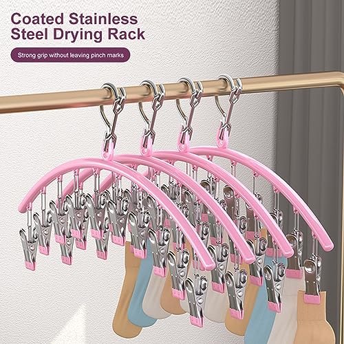 Drying Drip Hanger, 2Pcs Space Saving Sock Hangers Stainless Steel Sock Dryer Laundry Drying Rack Clothes Hanger Anti-skidding Legging Hangers Durable Sock Peg Hanger for Underwear Socks Pink