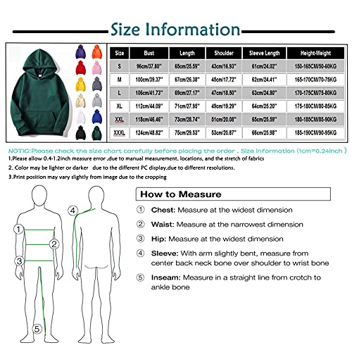 Mens Hoodies Pullover Lightweight Fashion Solid Color Hoodies Thermal Trendy Long Sleeve Hooded Jacket Thermal Big and Tall Hippie Streetwear Hunting Outfits Sudaderas para hombre(Red,XL)