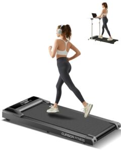 cursor fitness under desk treadmill, 2 in 1 walking pad, 2.5 hp quiet brushless, 265 lbs capacity for home and office workout