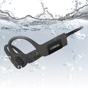 lobkin bone conduction headphones bluetooth 5.3 - wireless open ear headphones built-in mic & 32gb memory mp3 player, ip68 waterproof ultralight sport headphones for swimming running
