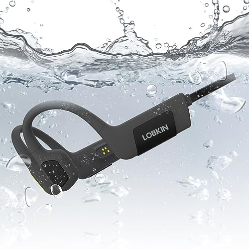 LOBKIN Bone Conduction Headphones Bluetooth 5.3 - Wireless Open Ear Headphones Built-in Mic & 32GB Memory MP3 Player, IP68 Waterproof Ultralight Sport Headphones for Swimming Running