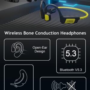 LOBKIN Bone Conduction Headphones Bluetooth 5.3 - Wireless Open Ear Headphones Built-in Mic & 32GB Memory MP3 Player, IP68 Waterproof Ultralight Sport Headphones for Swimming Running