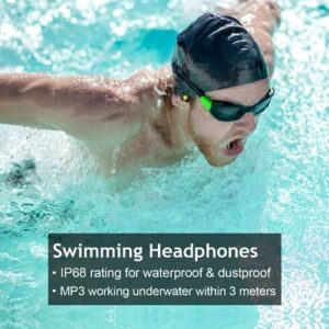 LOBKIN Bone Conduction Headphones Bluetooth 5.3 - Wireless Open Ear Headphones Built-in Mic & 32GB Memory MP3 Player, IP68 Waterproof Ultralight Sport Headphones for Swimming Running