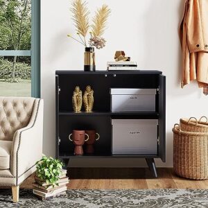 Modern Accent Buffet Cabinet with Adjustable Shelves, Accent Cabinet with 2 Doors, Modern Sideboard Buffet Cabinet, Black Accent Cabinet for Kitchen, Living Room, Entryway and Bedroom (Black)