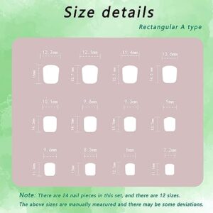 Square Press on Nails Extra Short Cute Rainbow Color French Tip Nails Acrylic False Nails with Designs Artificial Nails Press ons Reusable Glue on Nails for Women and Girls 24 Pcs