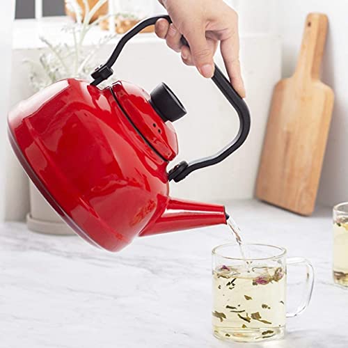 practical Teakettle Creative Tea Kettle Enamel Kettle Red Teapot Gas Induction Cooker Kettle Household Gas Kettle Teapot 2.3l /77.7oz Portable