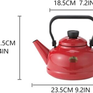 practical Teakettle Creative Tea Kettle Enamel Kettle Red Teapot Gas Induction Cooker Kettle Household Gas Kettle Teapot 2.3l /77.7oz Portable