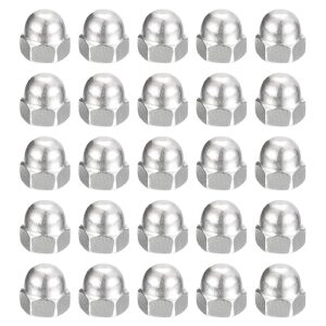 uxcell #8-32 acorn cap nuts,100pcs - 304 stainless steel hardware nuts, acorn hex cap dome head nuts for fasteners (silver)