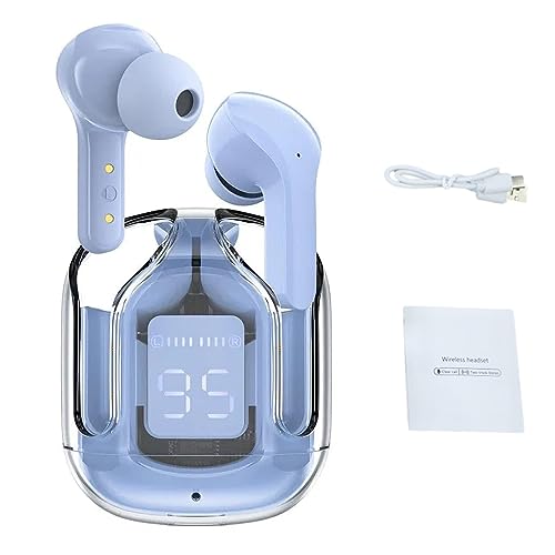 OUGECOOK Eifrt Headphones Crystal Earbud, Eifrt Earbuds, Eifrt Earbuds, with Enc Noise Canceling Earphones, Sports Waterproof Earphone, Mini Crystal in-Ear Earbuds. (Blue)