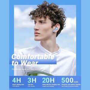 OUGECOOK Eifrt Headphones Crystal Earbud, Eifrt Earbuds, Eifrt Earbuds, with Enc Noise Canceling Earphones, Sports Waterproof Earphone, Mini Crystal in-Ear Earbuds. (Blue)