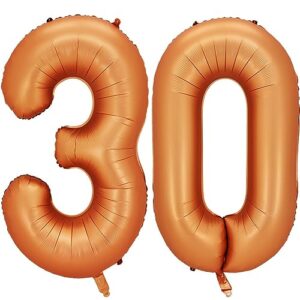 emaan 42 inch vitality orange jumbo 30 number balloons big foil mylar balloons for 30th birthday party decorations and anniversary events decorations (vitality orange 30)