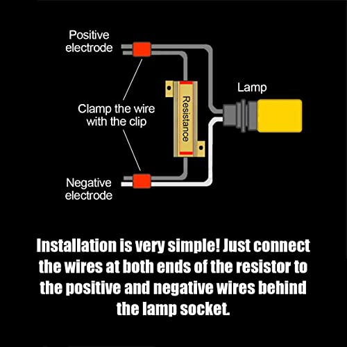 zipelo 4Pcs LED Load Resistors, 50W 6OHM Fix Blink Error Code Warning Cancellor with T-Clamp, Car Accessories (Black)